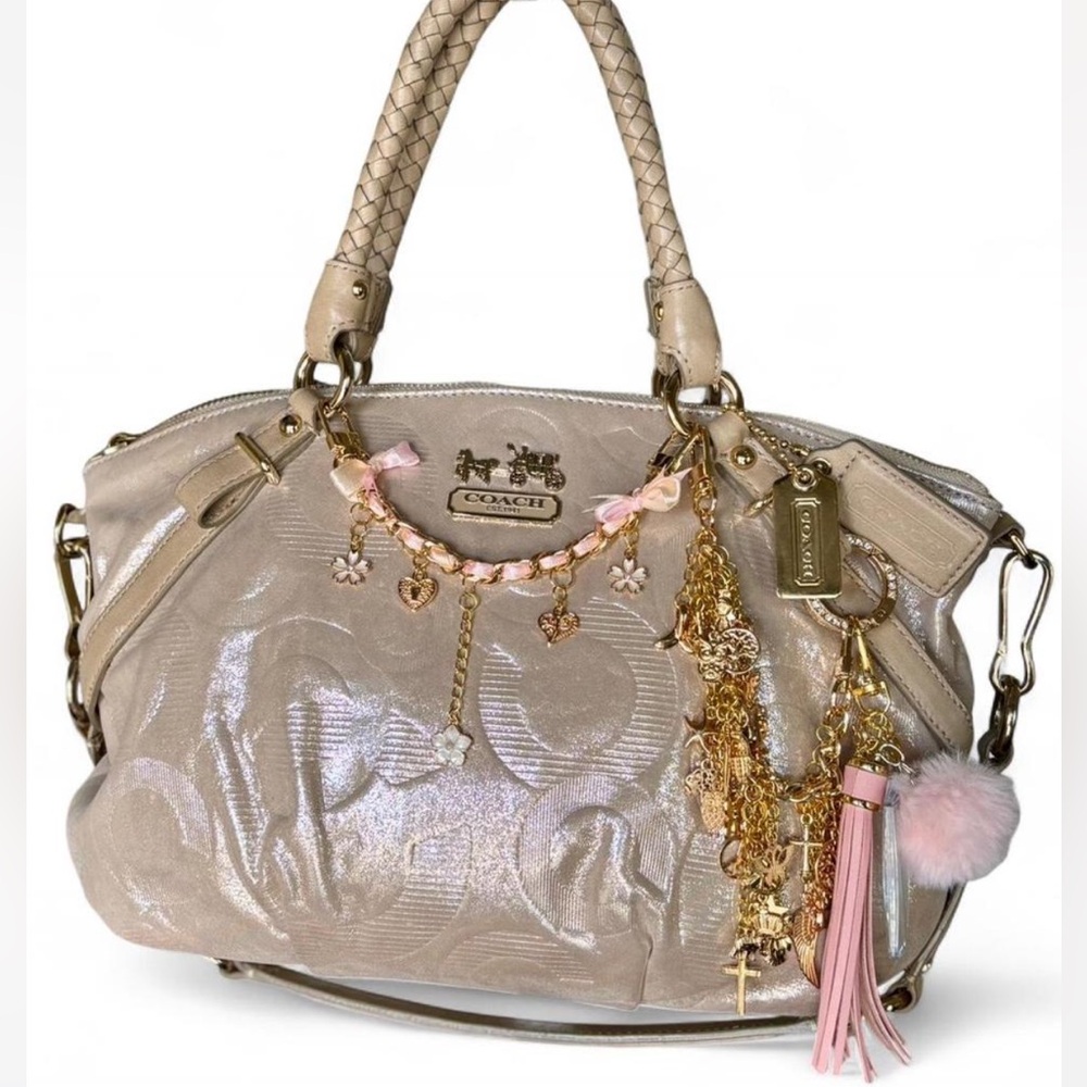 Coach Cream and Gold Shoulder Bag with Elegant Details